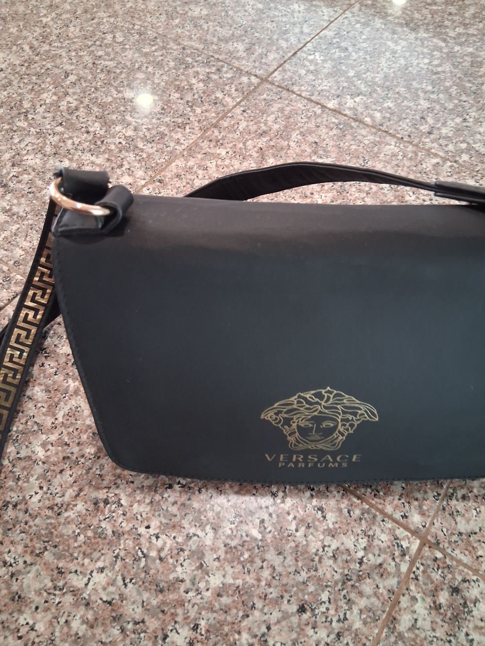 Versace Perfums GWP Black Cross Bag with Gold Logo.New